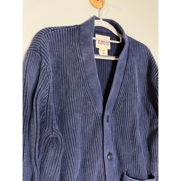 GAP 1969 Premium blue ribbed button up cardigan sweater - Picture 8 of 9